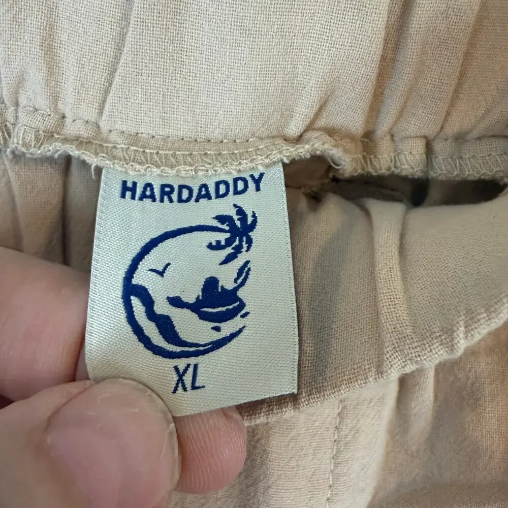 NEW Hardaddy Cotton Pants XL Pull On Beige Plain Hawaiian Casual Trousers